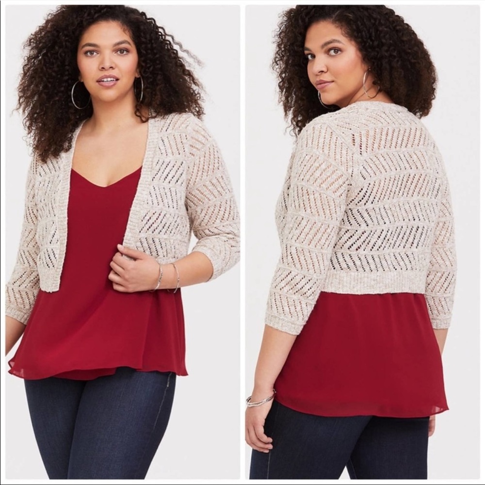 Torrid beige marled pointelle shrug size 4X